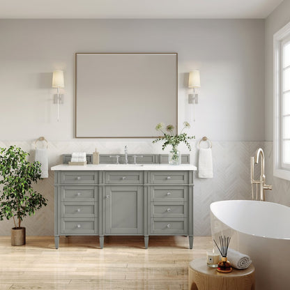 James Martin - Brittany 60" Single Vanity, Urban Gray w/ 3 CM White Zeus Silestone Top - 650-V60S-UGR-3WZ view 2