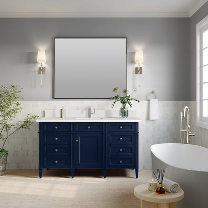 James Martin - Brittany 60" Single Vanity, Victory Bleu w/ Single Hole 3 CM White Zeus Silestone Top & Backsplash - 650-V60S-VBL-1WZ view 3