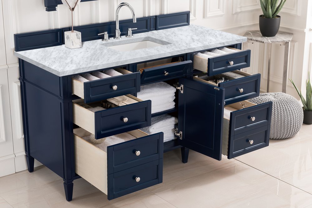 James Martin - Brittany 60" Single Vanity, Victory Blue w/ 3 CM Carrara Marble Top - 650-V60S-VBL-3CAR view 5