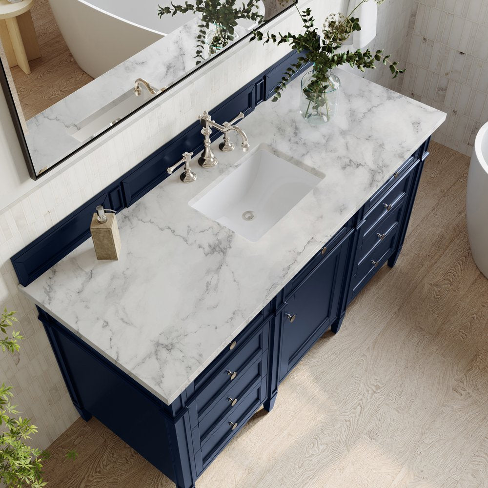 James Martin - Brittany 60" Single Vanity, Victory Blue w/ 3 CM Carrara Marble Top - 650-V60S-VBL-3CAR view 7
