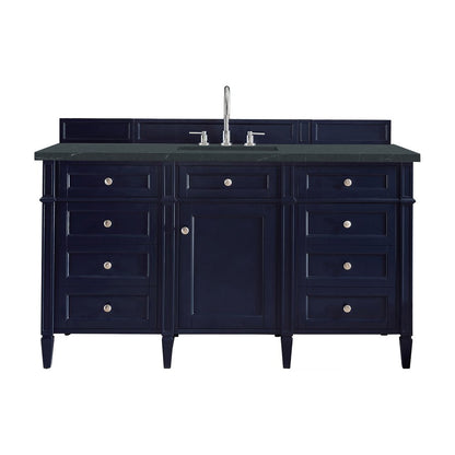 James Martin - Brittany 60" Single Vanity, Victory Blue w/ 3 CM Charcoal Soapstone Silestone Top - 650-V60S-VBL-3CSP view 1