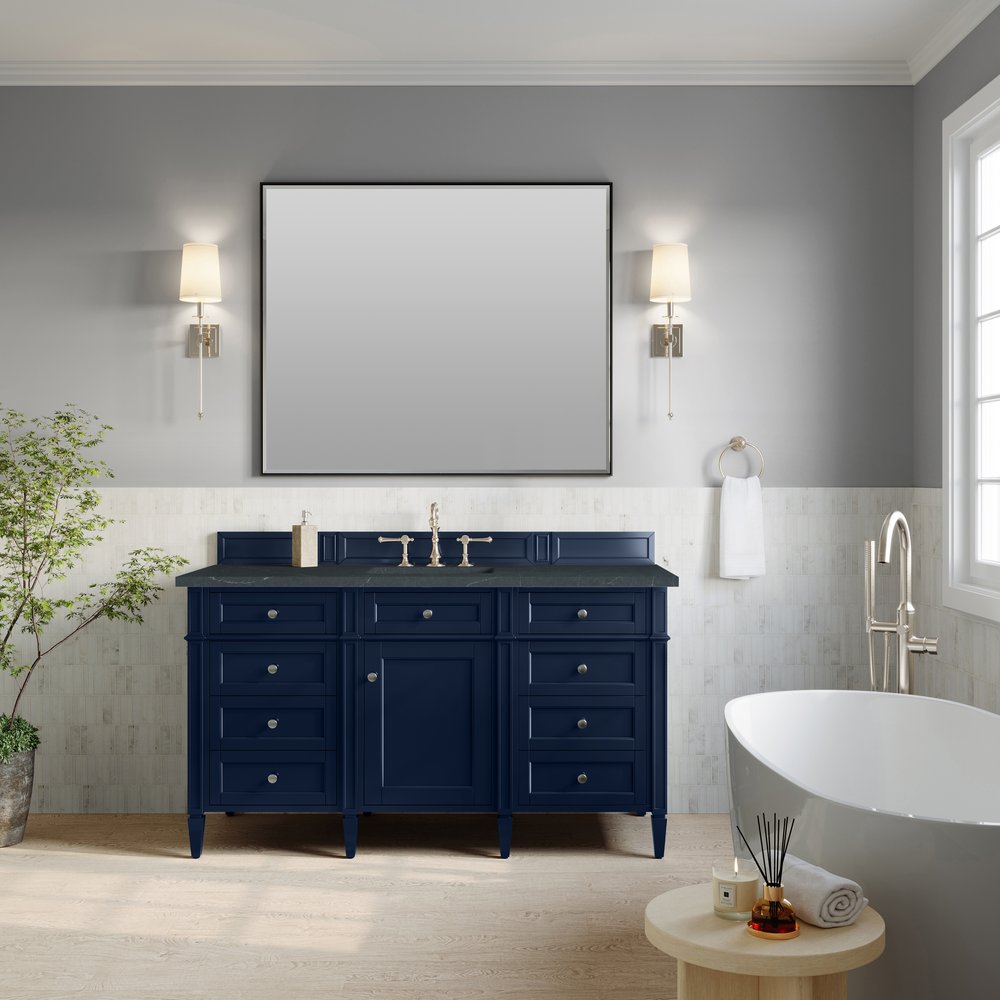 James Martin - Brittany 60" Single Vanity, Victory Blue w/ 3 CM Charcoal Soapstone Silestone Top - 650-V60S-VBL-3CSP view 3