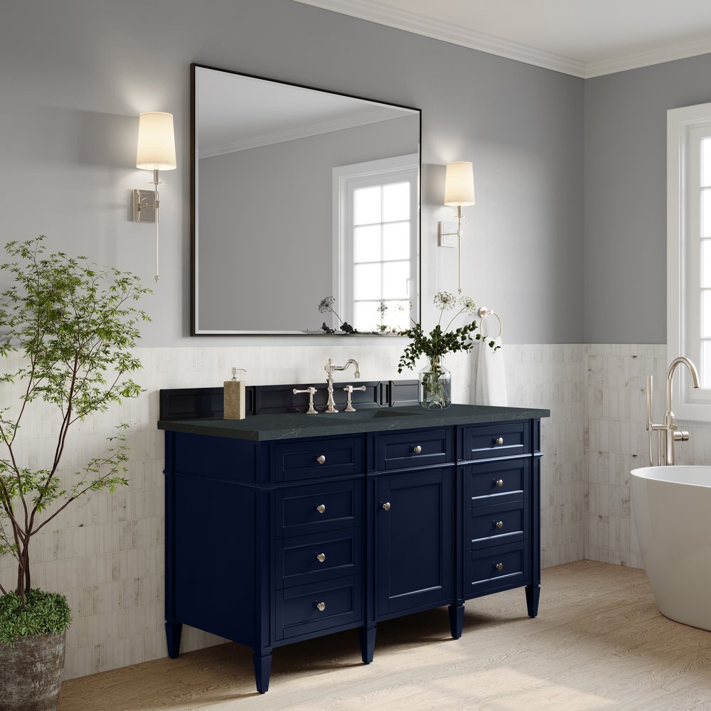 James Martin - Brittany 60" Single Vanity, Victory Blue w/ 3 CM Charcoal Soapstone Silestone Top - 650-V60S-VBL-3CSP view 4