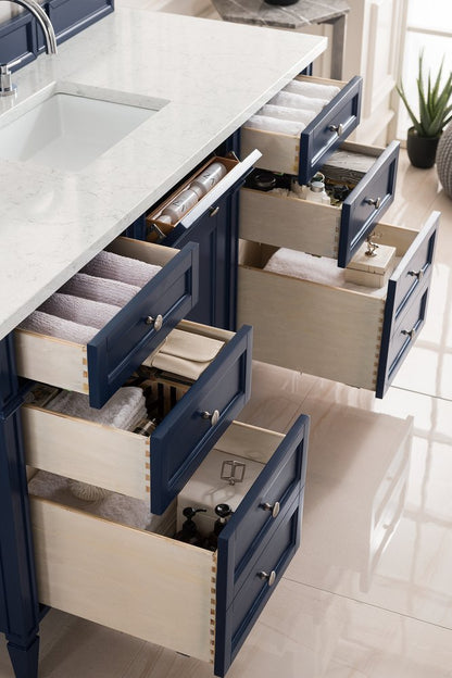 James Martin - Brittany 60" Single Vanity, Victory Blue w/ 3 CM Eternal Jasmine Pearl Silestone Top - 650-V60S-VBL-3EJP view 5