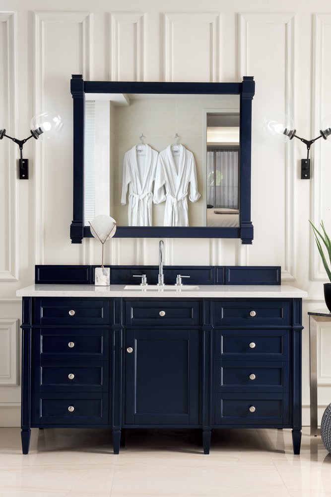 James Martin - Brittany 60" Single Vanity, Victory Blue w/ 3 CM Eternal Jasmine Pearl Silestone Top w/FreePower Wireless Charger - 650-V60S-VBL-FEJP view 4