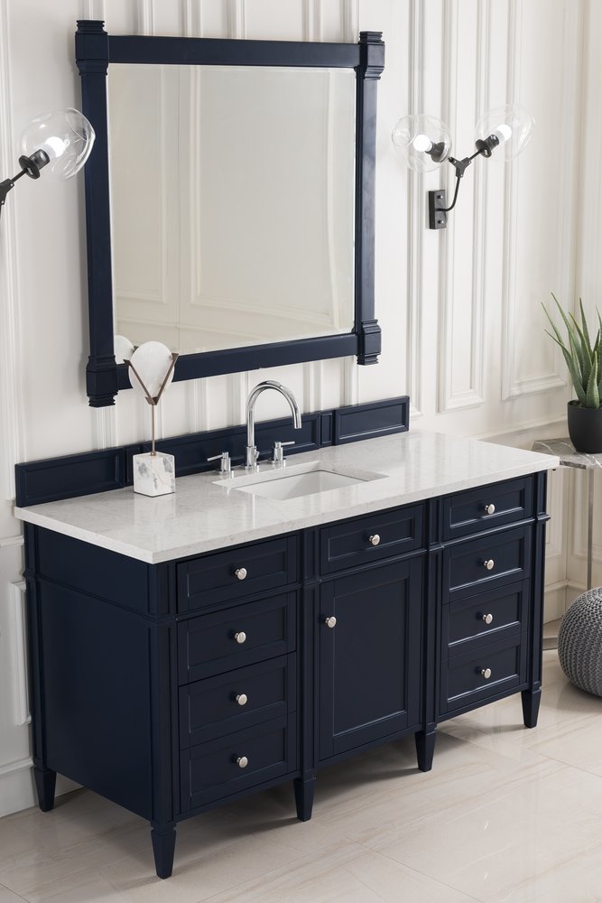 James Martin - Brittany 60" Single Vanity, Victory Blue w/ 3 CM Eternal Jasmine Pearl Silestone Top w/FreePower Wireless Charger - 650-V60S-VBL-FEJP view 5