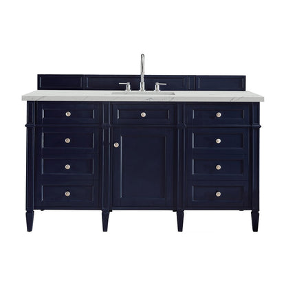 James Martin - Brittany 60" Single Vanity, Victory Blue w/ 3 CM Ethereal Noctis Silestone Top - 650-V60S-VBL-3ENC view 1