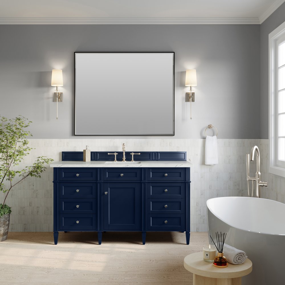 James Martin - Brittany 60" Single Vanity, Victory Blue w/ 3 CM Ethereal Noctis Silestone Top - 650-V60S-VBL-3ENC view 3