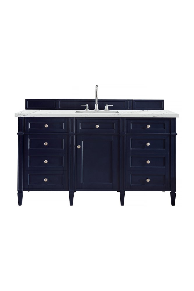 James Martin - Brittany 60" Single Vanity, Victory Blue w/ 3 CM Ethereal Noctis Silestone Top w/FreePower Wireless Charger - 650-V60S-VBL-FENC view 1