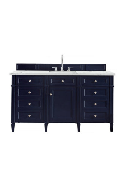 James Martin - Brittany 60" Single Vanity, Victory Blue w/ 3 CM Ethereal Noctis Silestone Top w/FreePower Wireless Charger - 650-V60S-VBL-FENC view 1
