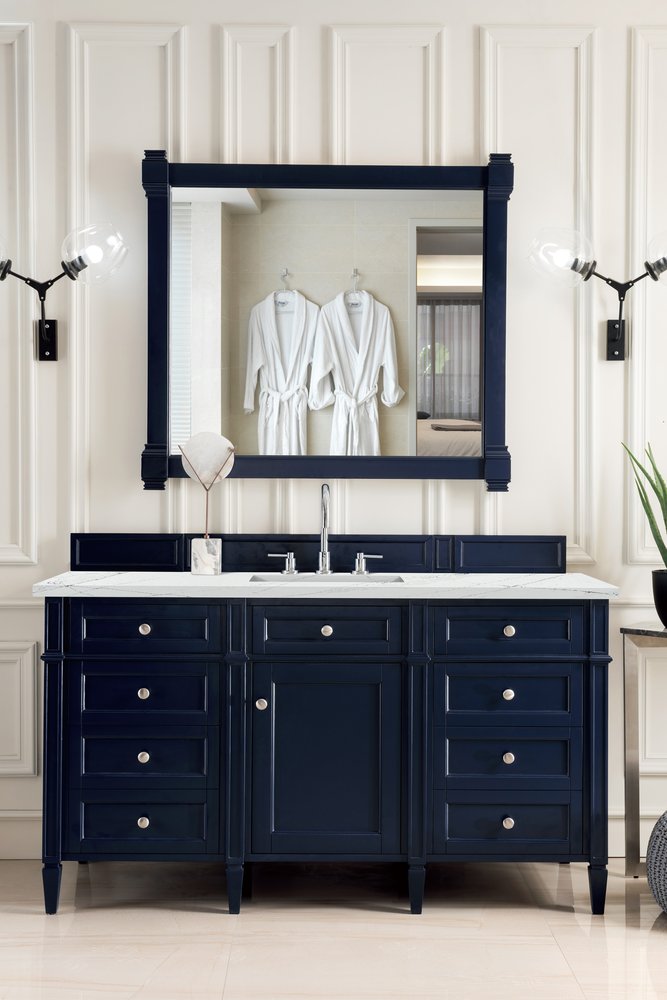 James Martin - Brittany 60" Single Vanity, Victory Blue w/ 3 CM Ethereal Noctis Silestone Top w/FreePower Wireless Charger - 650-V60S-VBL-FENC view 4