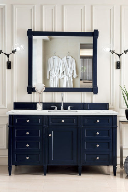 James Martin - Brittany 60" Single Vanity, Victory Blue w/ 3 CM Ethereal Noctis Silestone Top w/FreePower Wireless Charger - 650-V60S-VBL-FENC view 4