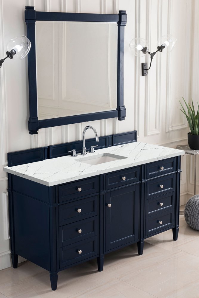 James Martin - Brittany 60" Single Vanity, Victory Blue w/ 3 CM Ethereal Noctis Silestone Top w/FreePower Wireless Charger - 650-V60S-VBL-FENC view 5