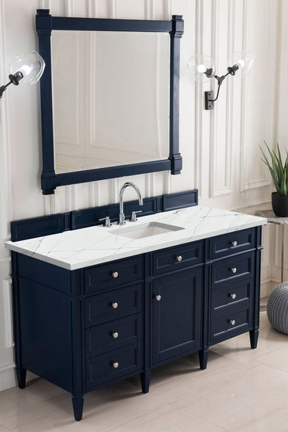 James Martin - Brittany 60" Single Vanity, Victory Blue w/ 3 CM Ethereal Noctis Silestone Top w/FreePower Wireless Charger - 650-V60S-VBL-FENC view 5