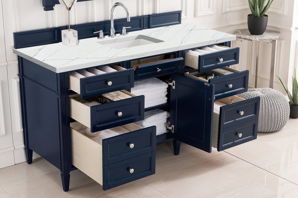 James Martin - Brittany 60" Single Vanity, Victory Blue w/ 3 CM Ethereal Noctis Silestone Top w/FreePower Wireless Charger - 650-V60S-VBL-FENC view 6