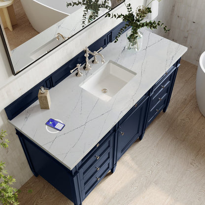 James Martin - Brittany 60" Single Vanity, Victory Blue w/ 3 CM Ethereal Noctis Silestone Top w/FreePower Wireless Charger - 650-V60S-VBL-FENC view 8