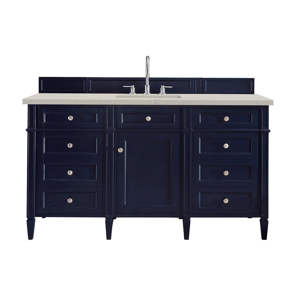 James Martin - Brittany 60" Single Vanity, Victory Blue, w/ 3 CM Siberian Silestone Top - 650-V60S-VBL-3SFR view 1
