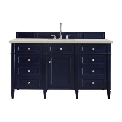 James Martin - Brittany 60" Single Vanity, Victory Blue, w/ 3 CM Siberian Silestone Top - 650-V60S-VBL-3SFR view 1