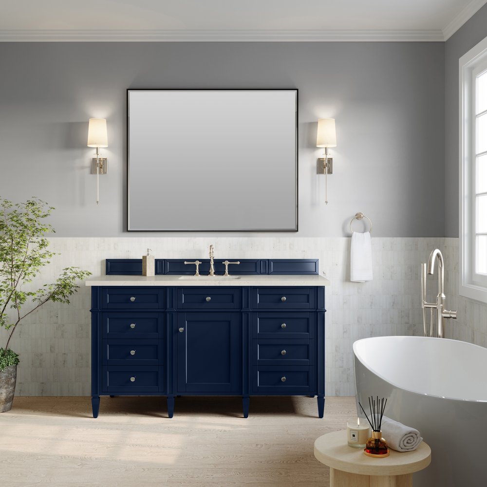 James Martin - Brittany 60" Single Vanity, Victory Blue, w/ 3 CM Siberian Silestone Top - 650-V60S-VBL-3SFR view 3