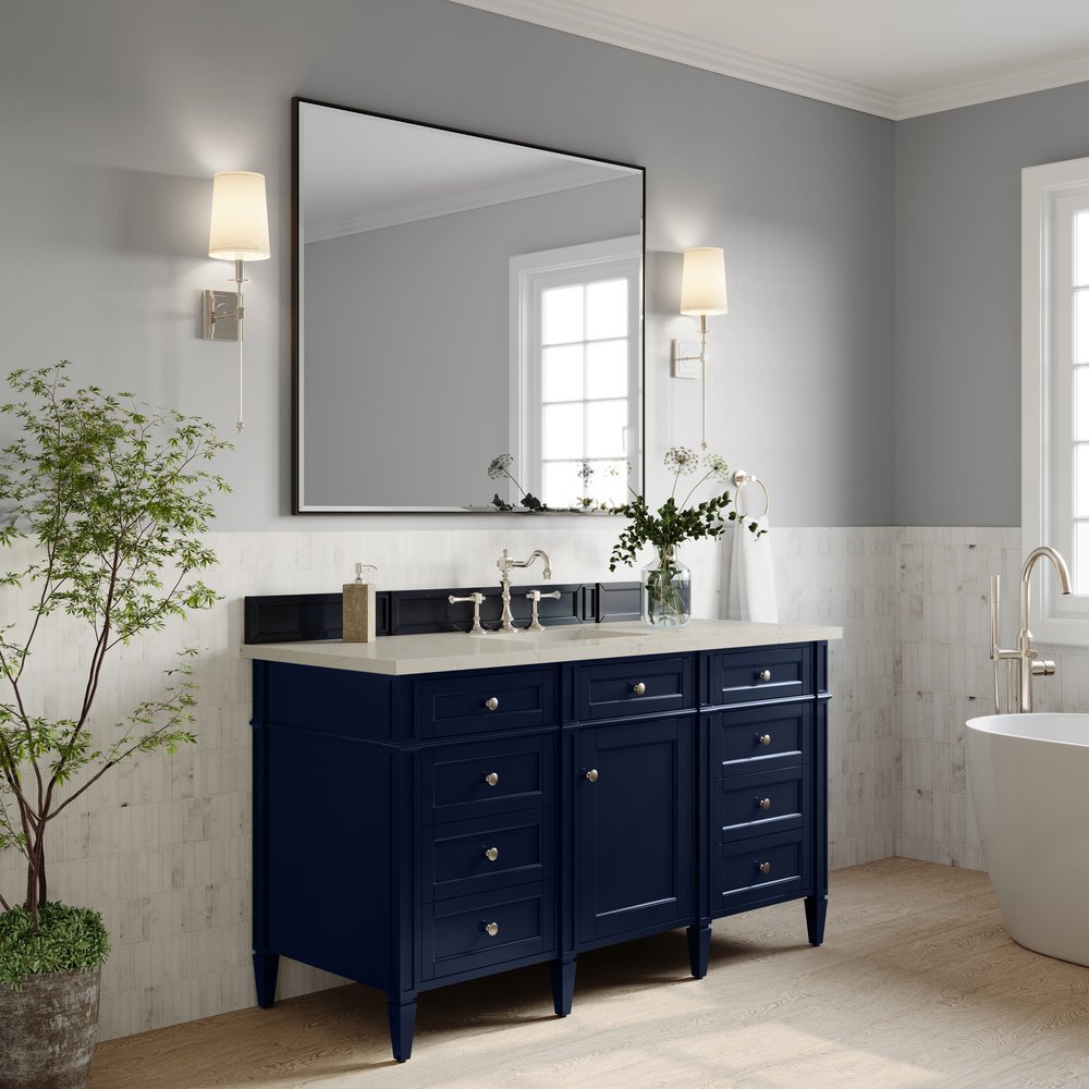 James Martin - Brittany 60" Single Vanity, Victory Blue, w/ 3 CM Siberian Silestone Top - 650-V60S-VBL-3SFR view 4