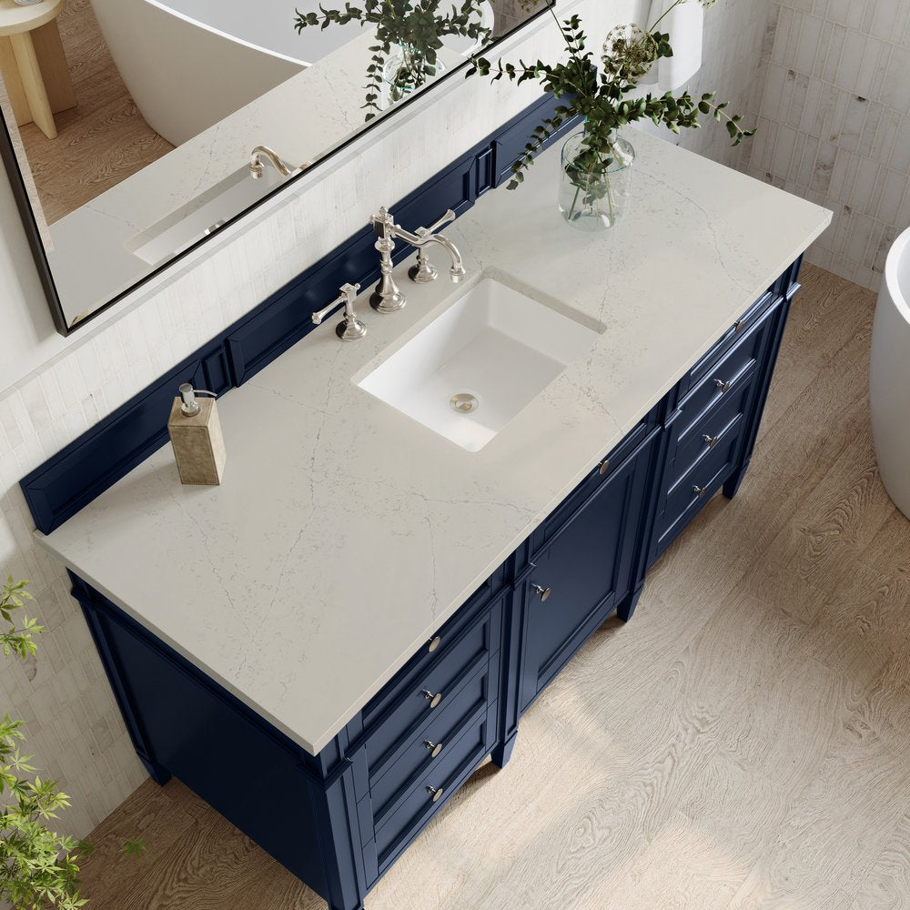 James Martin - Brittany 60" Single Vanity, Victory Blue, w/ 3 CM Siberian Silestone Top - 650-V60S-VBL-3SFR view 6