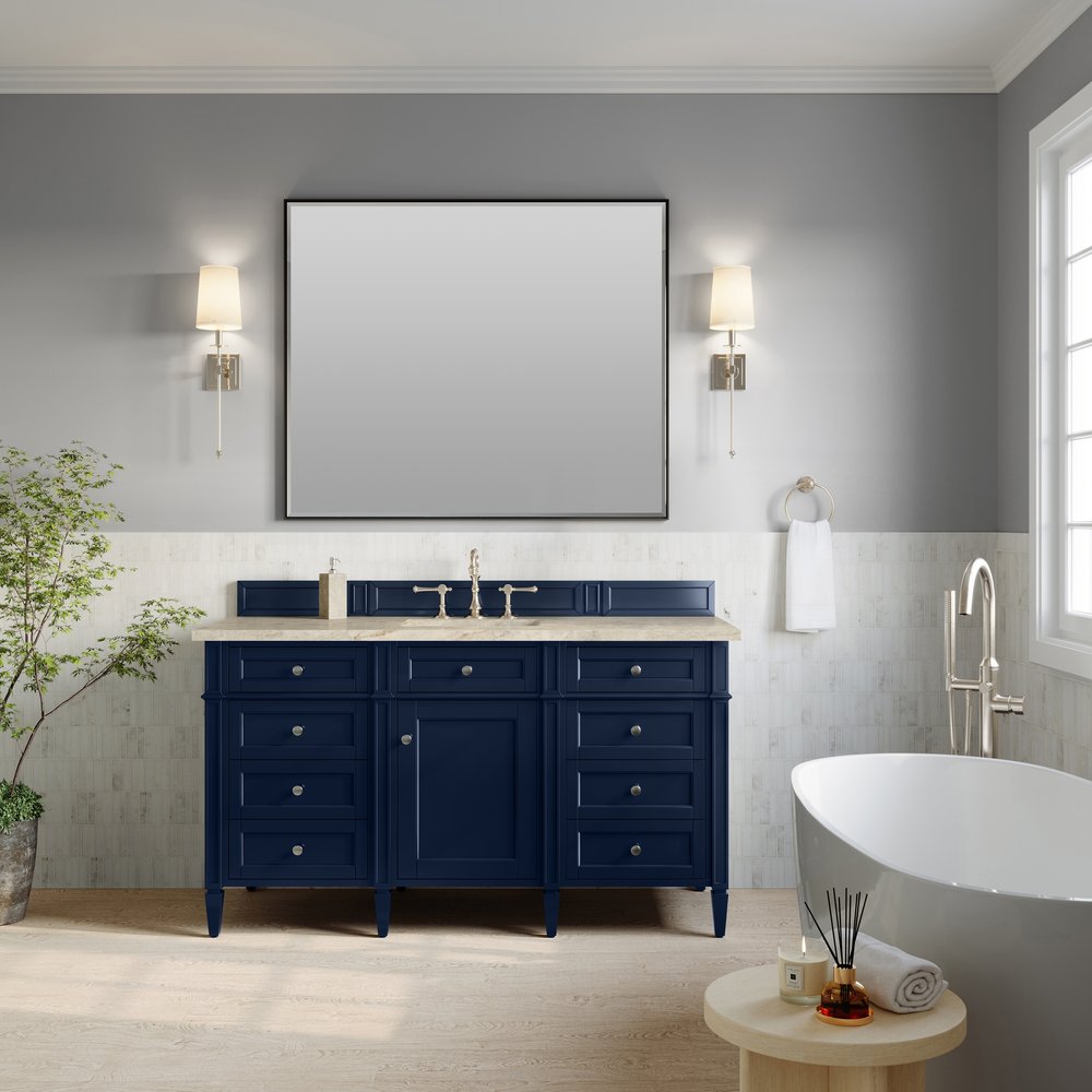 James Martin - Brittany 60" Single Vanity, Victory Blue, w/ 3 CM Tajnar Eclos Top - 650-V60S-VBL-3TJR view 3