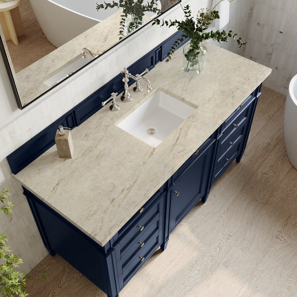 James Martin - Brittany 60" Single Vanity, Victory Blue, w/ 3 CM Tajnar Eclos Top - 650-V60S-VBL-3TJR view 6