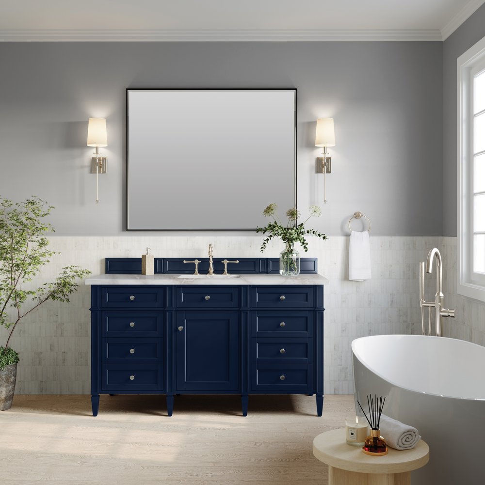 James Martin - Brittany 60" Single Vanity, Victory Blue w/ 3 CM Victorian Silver Silestone Top w/FreePower Wireless Charger - 650-V60S-VBL-FVSL view 4