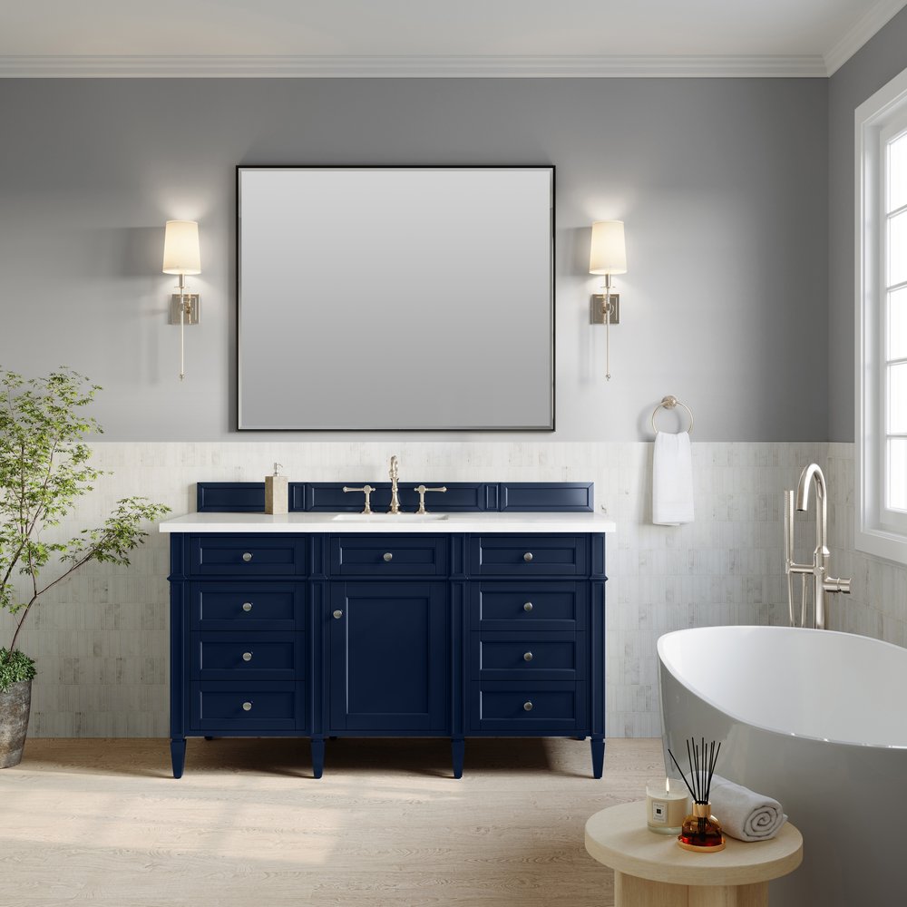 James Martin - Brittany 60" Single Vanity, Victory Blue w/ 3 CM White Zeus Silestone Top - 650-V60S-VBL-3WZ view 3
