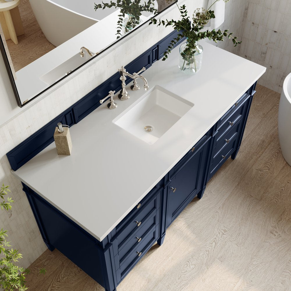 James Martin - Brittany 60" Single Vanity, Victory Blue w/ 3 CM White Zeus Silestone Top - 650-V60S-VBL-3WZ view 6