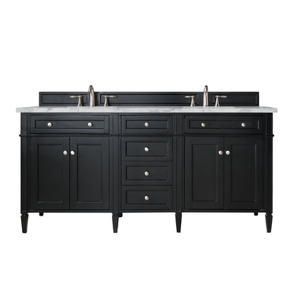James Martin - Brittany 72" Double Vanity, Black Onyx w/ 3 CM Carrara Marble Top - 650-V72-BKO-3CAR view 1
