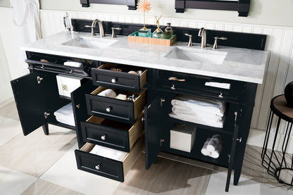 James Martin - Brittany 72" Double Vanity, Black Onyx w/ 3 CM Carrara Marble Top - 650-V72-BKO-3CAR view 5