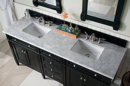 James Martin - Brittany 72" Double Vanity, Black Onyx w/ 3 CM Carrara Marble Top - 650-V72-BKO-3CAR view 6