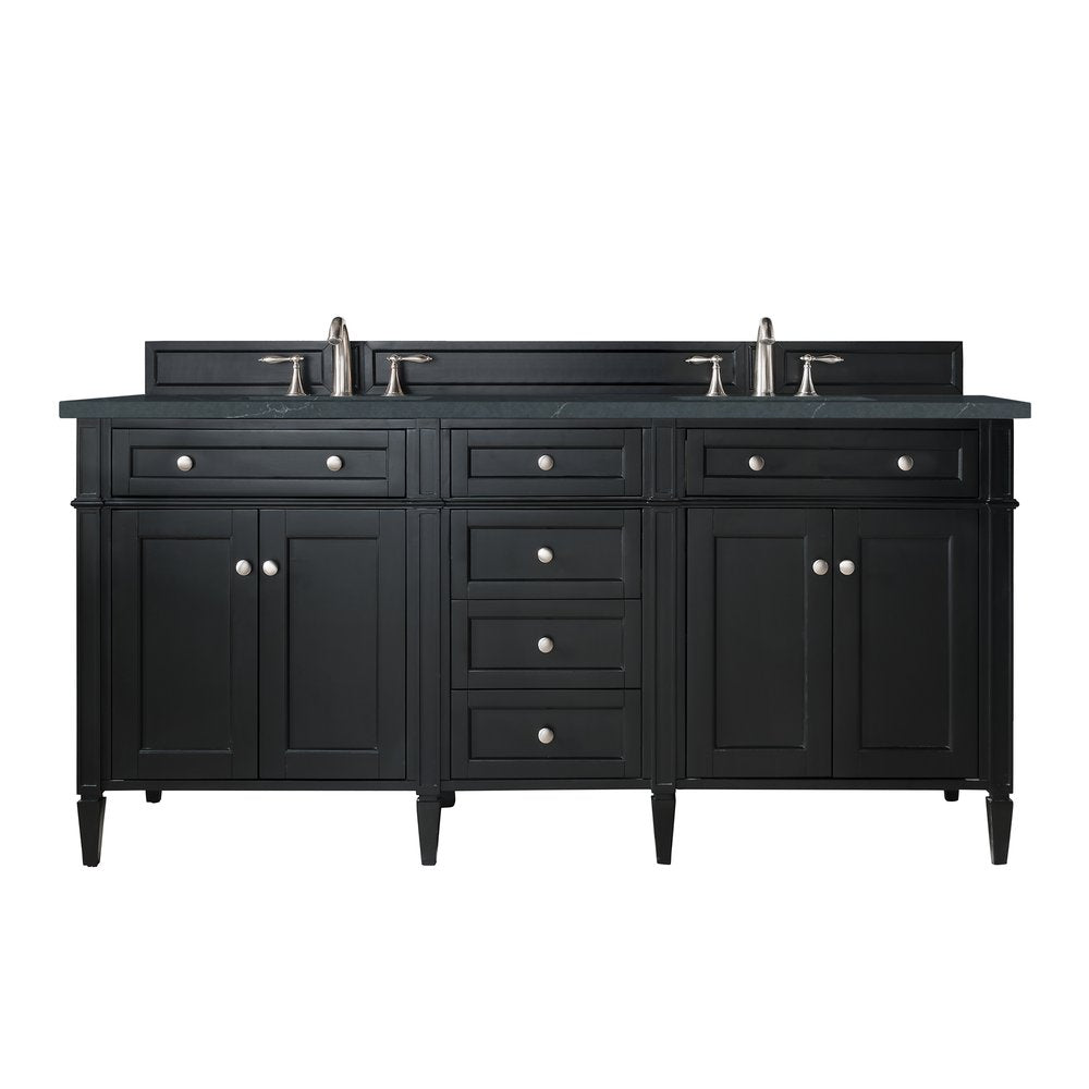 James Martin - Brittany 72" Double Vanity, Black Onyx w/ 3 CM Charcoal Soapstone Silestone Top - 650-V72-BKO-3CSP view 1