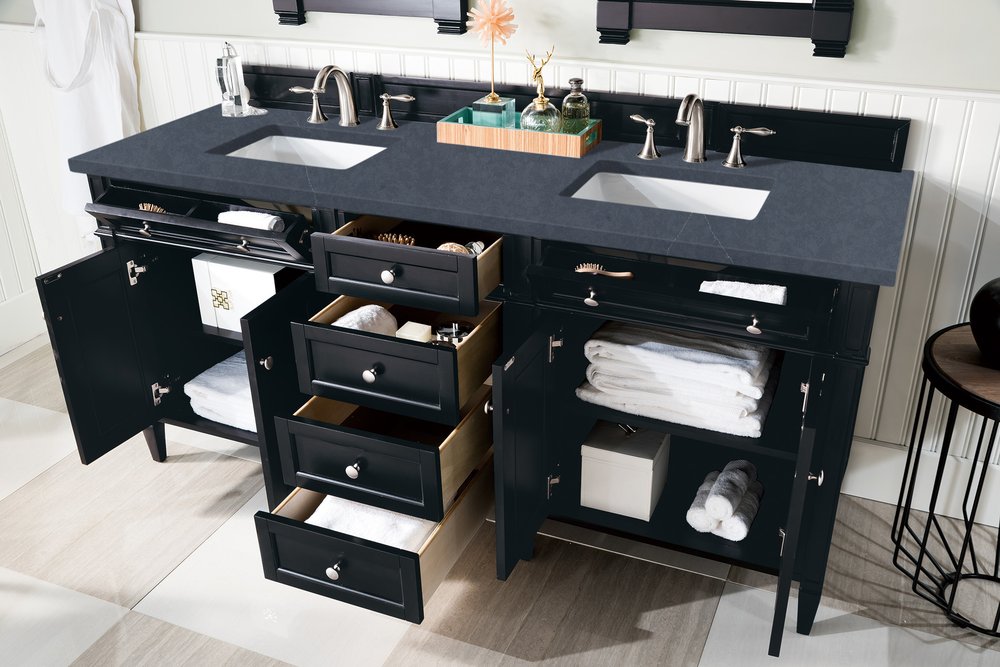 James Martin - Brittany 72" Double Vanity, Black Onyx w/ 3 CM Charcoal Soapstone Silestone Top - 650-V72-BKO-3CSP view 5