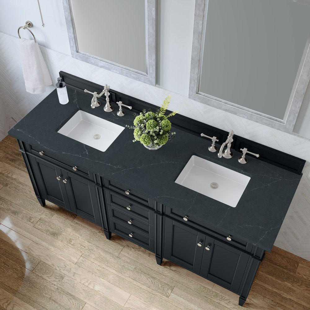 James Martin - Brittany 72" Double Vanity, Black Onyx w/ 3 CM Charcoal Soapstone Silestone Top - 650-V72-BKO-3CSP view 7