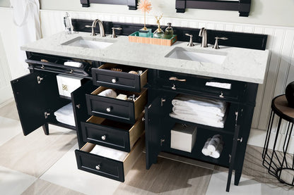 James Martin - Brittany 72" Double Vanity, Black Onyx w/ 3 CM Eternal Jasmine Pearl Silestone Top - 650-V72-BKO-3EJP view 5
