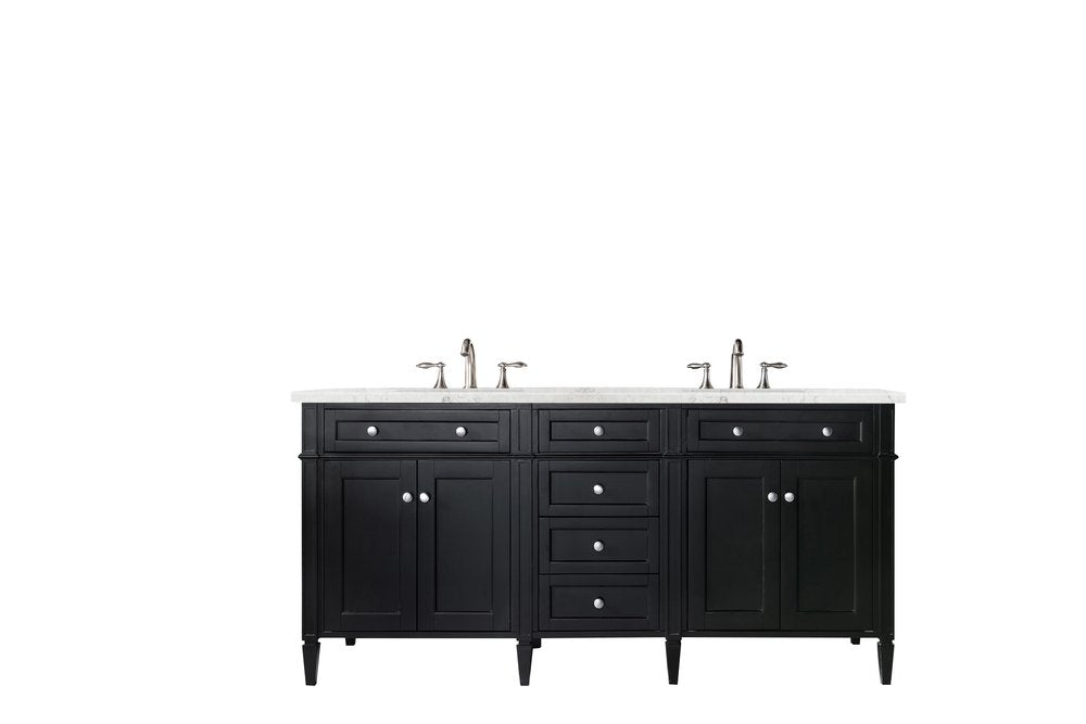 James Martin - Brittany 72" Double Vanity, Black Onyx w/ 3 CM Eternal Jasmine Pearl Silestone Top w/FreePower Wireless Charger - 650-V72-BKO-FEJP view 1