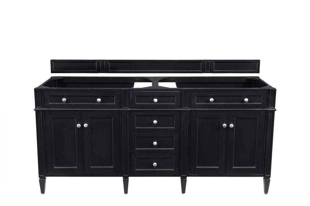 James Martin - Brittany 72" Double Vanity, Black Onyx w/ 3 CM Eternal Marfil Silestone Top - 650-V72-BKO-3EMR view 2