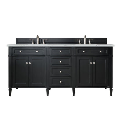James Martin - Brittany 72" Double Vanity, Black Onyx w/ 3 CM Ethereal Noctis Silestone Top - 650-V72-BKO-3ENC view 1