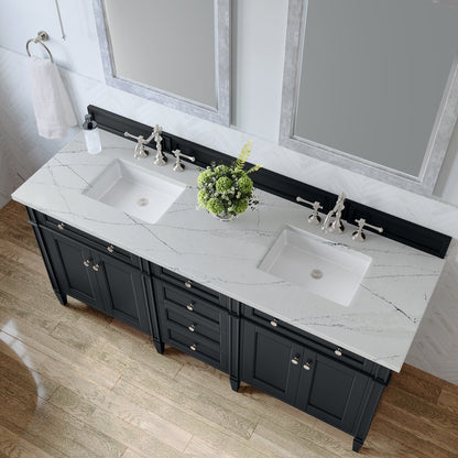 James Martin - Brittany 72" Double Vanity, Black Onyx w/ 3 CM Ethereal Noctis Silestone Top - 650-V72-BKO-3ENC view 7