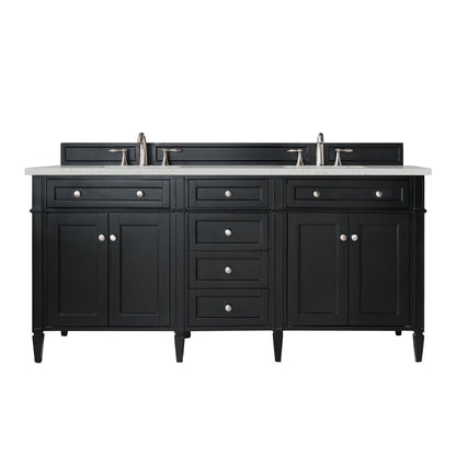 James Martin - Brittany 72" Double Vanity, Black Onyx w/ 3 CM Lime Delight Silestone Top - 650-V72-BKO-3LDL view 1