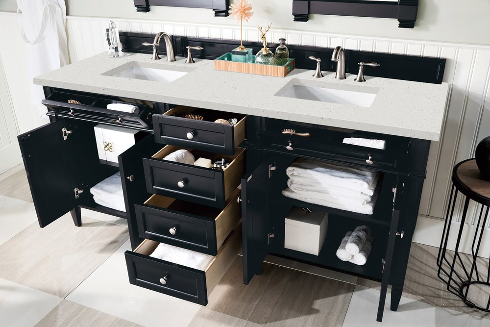 James Martin - Brittany 72" Double Vanity, Black Onyx w/ 3 CM Lime Delight Silestone Top - 650-V72-BKO-3LDL view 5