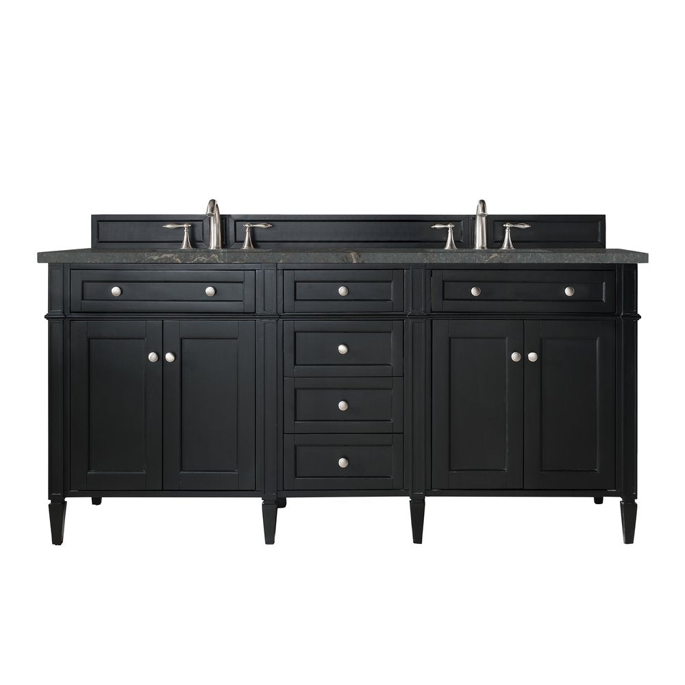 James Martin - Brittany 72" Double Vanity, Black Onyx w/ 3 CM Parisien Bleu Silestone Top - 650-V72-BKO-3PBL view 1