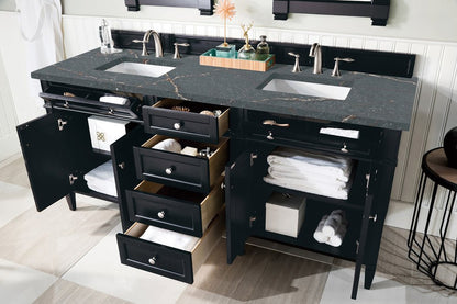 James Martin - Brittany 72" Double Vanity, Black Onyx w/ 3 CM Parisien Bleu Silestone Top - 650-V72-BKO-3PBL view 5