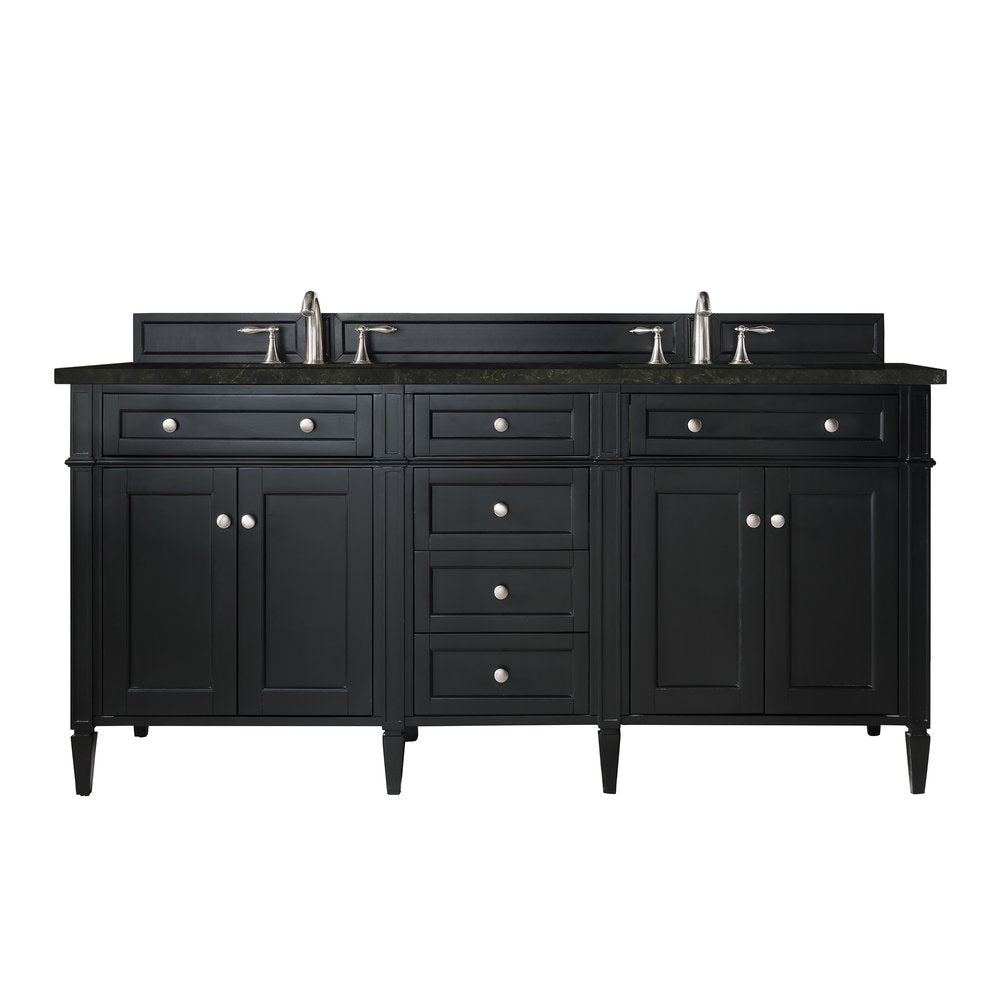 James Martin - Brittany 72" Double Vanity, Black Onyx, w/ 3 CM Phantome Eclos Top - 650-V72-BKO-3PHT view 1