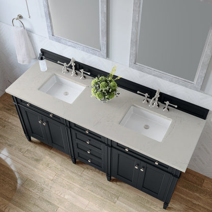 James Martin - Brittany 72" Double Vanity, Black Onyx, w/ 3 CM Siberian Silestone Top - 650-V72-BKO-3SFR view 6