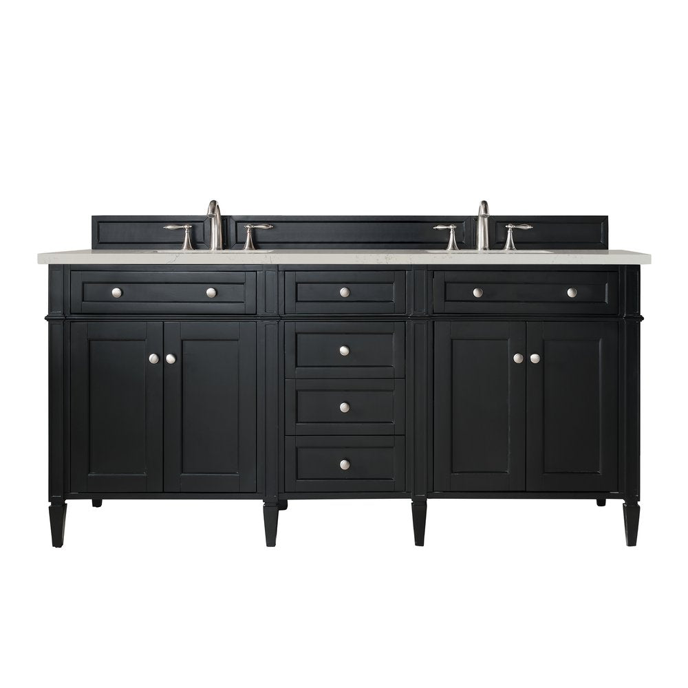 James Martin - Brittany 72" Double Vanity, Black Onyx, w/ 3 CM Siberian Silestone Top w/FreePower Wireless Charger - 650-V72-BKO-FSFR view 1