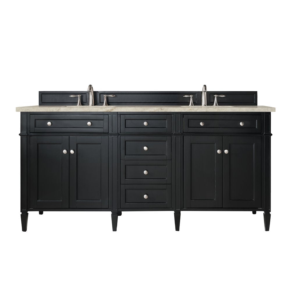 James Martin - Brittany 72" Double Vanity, Black Onyx, w/ 3 CM Tajnar Eclos Top - 650-V72-BKO-3TJR view 1