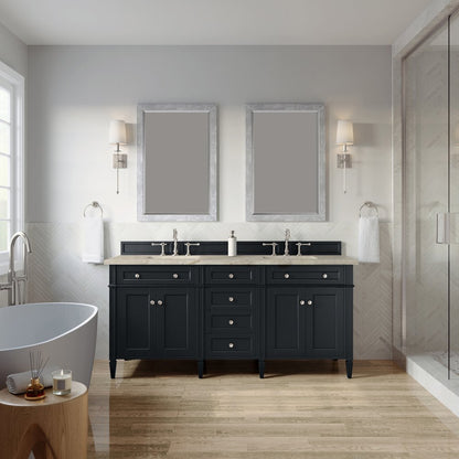 James Martin - Brittany 72" Double Vanity, Black Onyx, w/ 3 CM Tajnar Eclos Top - 650-V72-BKO-3TJR view 3